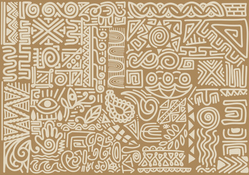 Seamless Tribal Pattern Abstract Aztec Mexican African Ethnic Ornament Design