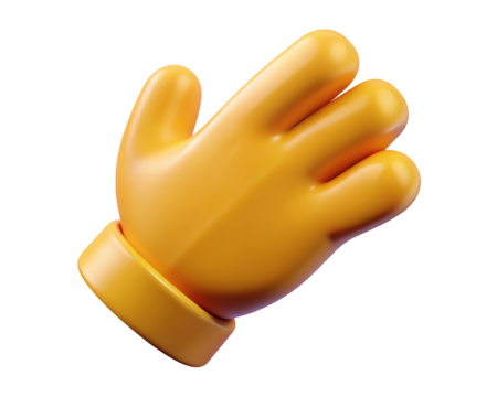 Cartoonish yellow hand gesture with palm up and three fingers extended on a background 3d illustration isolated on transparent background - Powered by Adobe