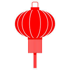 Traditional round red Chinese lantern in red color icon