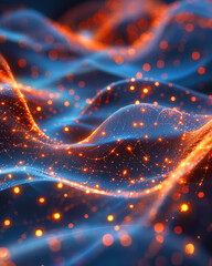 Glowing abstract light trails and particles
