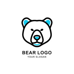 Minimalist illustration of a bear's head, designed as a logo with a clean, modern aesthetic.