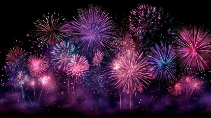 bright colorful fireworks bursting over a dark backdrop illuminating the festive night sky with vibrant light and joyful celebration