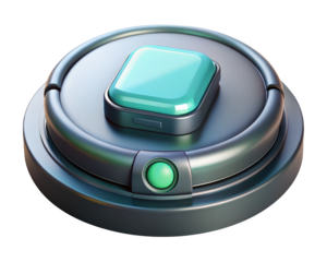 Futuristic device with button and indicator light,sleek design,interface element,modern tech aesthetic 3d illustration isolated on transparent background