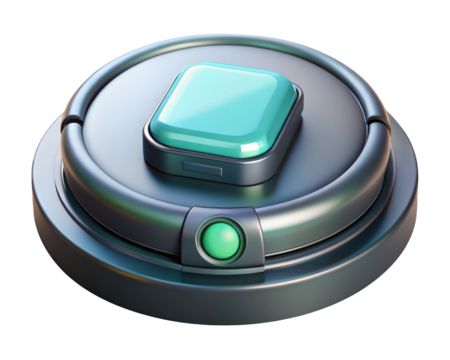 Futuristic device with button and indicator light,sleek design,interface element,modern tech aesthetic 3d illustration isolated on transparent background