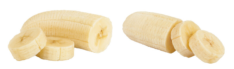 peeled banana isolated on white background
