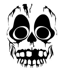 Spooky Skull Silhouette for Halloween Designs, Perfect for Scary Invitations and Creepy Decorations, Vector Graphic for Customization