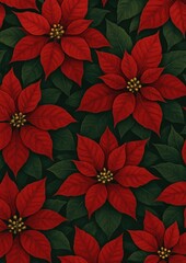 Vibrant poinsettia floral pattern.