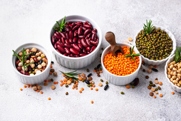 Beans, lentils, soybean, pea and chickpea