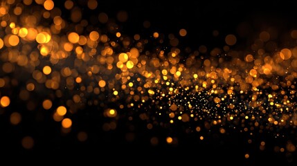 stunning golden bokeh lights shimmering on black background perfect for holiday celebrations or adding festive sparkle to your designs