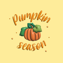Pumpkin season illustration in 3D graphics effect for social media content, cover, print