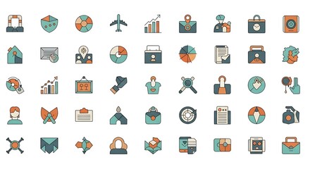 Fototapeta premium Business and Finance Icon Set for Presentations and Websites