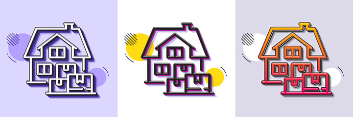 Home moving line icon. Halftone dotted pattern. Gradient icon with grain shadow. Packing things sign. Delivery service symbol. Line home moving icon. Various designs. Vector