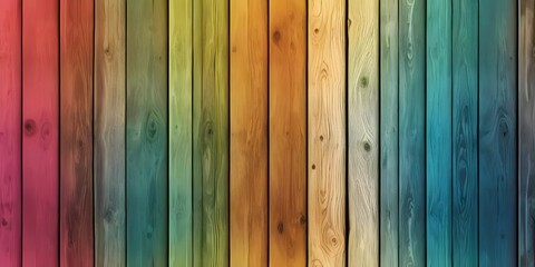 Rainbow wooden texture of colored vertical planks for a vibrant background or creative design