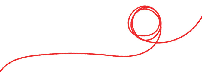 Red thread isolates on a white background. Red silk thread looped in a circle form, symbolizing vector thread of fate in tradition. .Line of red yarn, long red thread