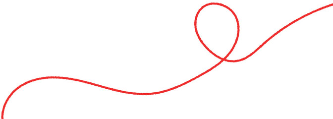 Red thread isolates on a white background. Red silk thread looped in a circle form, symbolizing vector thread of fate in tradition. .Line of red yarn, long red thread