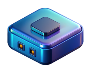 Modern blue device icon isolated on dark background sleek digital technology interface element user interface graphic 3d illustration isolated on transparent background