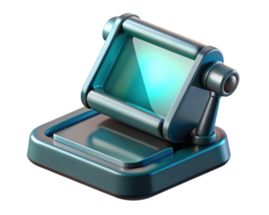 Modern blue isometric stylized scan display technology device high tech illustration 3d illustration isolated on transparent background