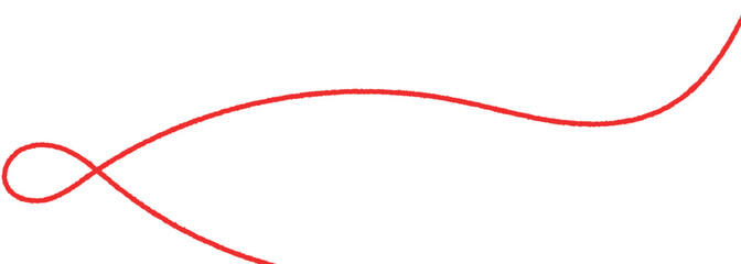 Red thread isolates on a white background. Red silk thread looped in a circle form, symbolizing vector thread of fate in tradition. .Line of red yarn, long red thread