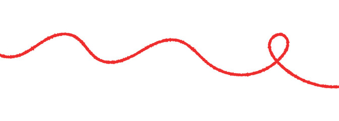 Red thread isolates on a white background. Red silk thread looped in a circle form, symbolizing vector thread of fate in tradition. .Line of red yarn, long red thread