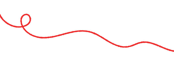 Red thread isolates on a white background. Red silk thread looped in a circle form, symbolizing vector thread of fate in tradition. .Line of red yarn, long red thread