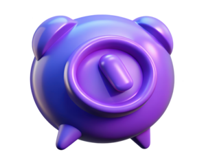 Purple alarm clock icon concept rendered design modern watch illustration time symbol reminder sleepy 3d illustration isolated on transparent background