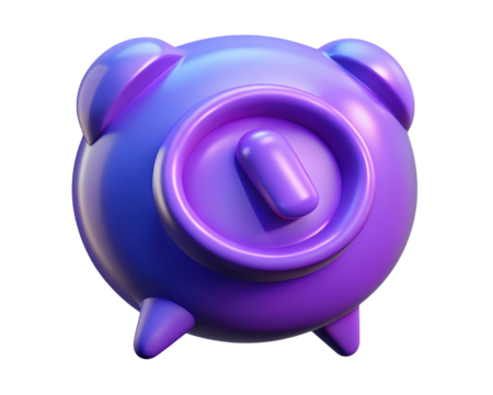 Purple alarm clock icon concept rendered design modern watch illustration time symbol reminder sleepy 3d illustration isolated on transparent background