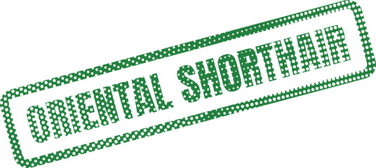 Oriental Shorthair inscription in dotted green frame on a white background is perfectly transparent