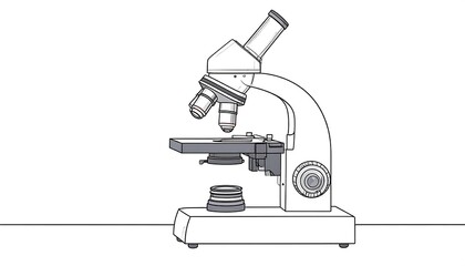 Simple line drawing of a compound microscope