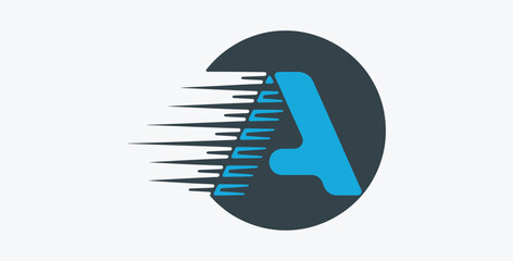 Fast moving letter A logo design concept creative and modern