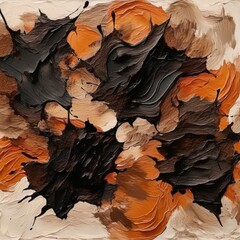 Abstract forms of earth tones meet in swirling pools of texture and contrasting depths of color