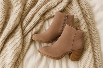 aesthetic blanket and boots flatlay mobile wallpaper