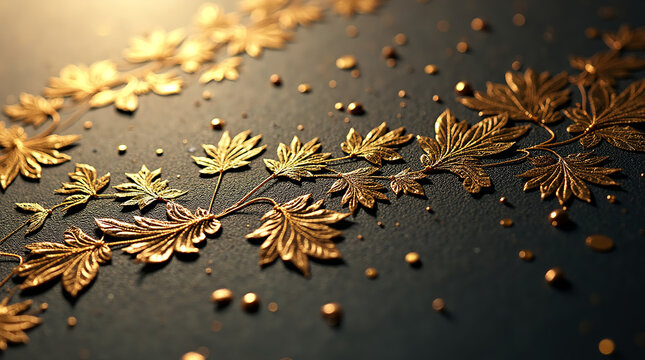 Golden Elegance. A Shimmering Leaf