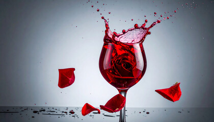 Dynamic Liquid Art: Red Wine Transforming into a Beautiful Rose Petal Design