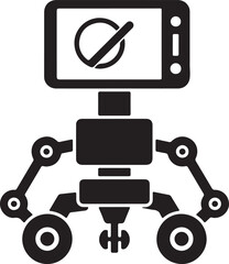 Robot with Screen Displaying Circle with Line Design Innovation Technology Creativity Future Artificial Intelligence Machine Learning Concepts