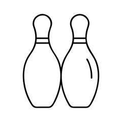 Vector art of two bowling pins standing side by side, , line art illustration
