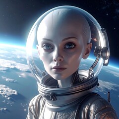 A child astronaut in space