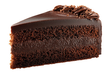 A slice of chocolate cake with chocolate frosting