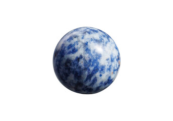 An elegant blue spot jade orb on a white isolated background, displaying delicate blue speckles and a refined polish. Suitable for luxury decor or crystal therapy.