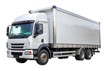 White Delivery Truck with Trailer on Transparent Background lorry freight isolated on a transparent background