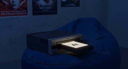 Document Scanner with Ai Document on Lighted Flatbed in Modern Office