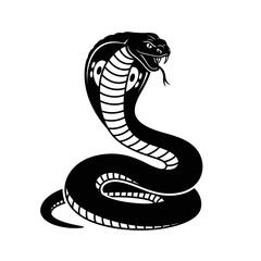 Black cobra snake silhouette isolated on white background