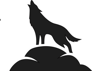 Bold howling wolf silhouette logo. Clean vector icon for wilderness, sports teams, or outdoor gear branding.