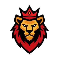 Fototapeta premium fierce lion mascot logo icon with royal crown vector art