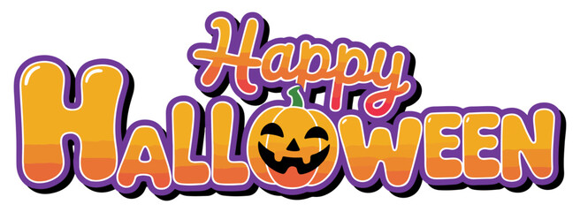 happy halloween font logo design