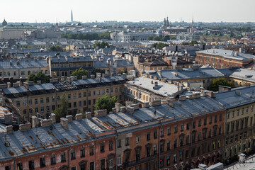 view on Saint Petersburg roofs of old historical houses, Russia, urban cityscape background