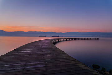Obraz premium Long exposure view of the pier on the sea loacated in Seka Park Kocaeli Turkey
