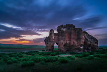 Obraz premium Long exposure view of Ucayak Church remainings in Kirsehir Turkey