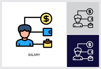 Salary icon Multi Style Vector Illustration 