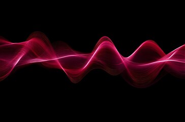 Glowing Abstract Sine Wave in Pink and Red on Black Background