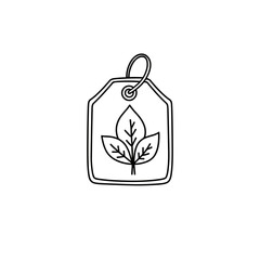 Obraz premium Leaf design tag with natural elements in minimalist style 